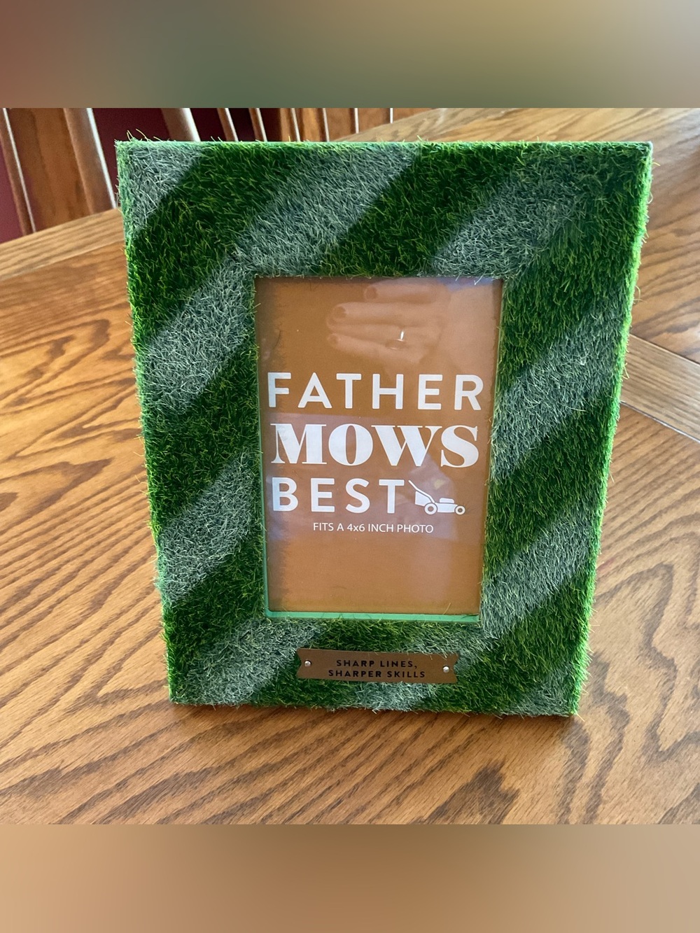 New-Father Mows Best Artificial Turf 4x6 Photo Frame, Lawn Care Dad Gift